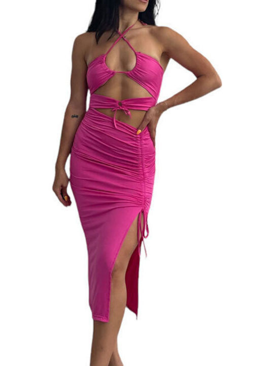 Chica Sommer Midi Abendkleid Fuchsie