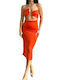 Chica Καλοκαιρινό Midi Βραδινό Φόρεμα Πορτοκαλί