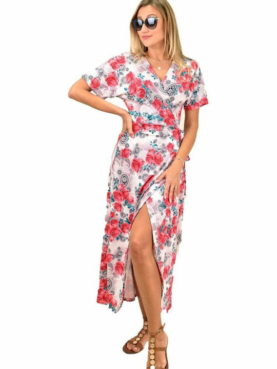 First Woman Summer Mini Dress Wrap Pink