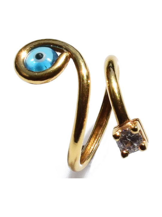 Bizoutaki Ring with Zircon made of Silver Gold Plated