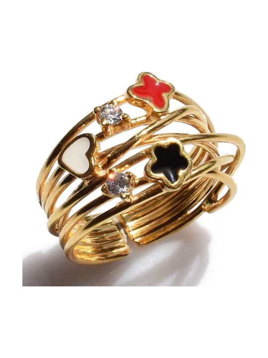 Bizoutaki Ring with Zircon & Enamel made of Sil...