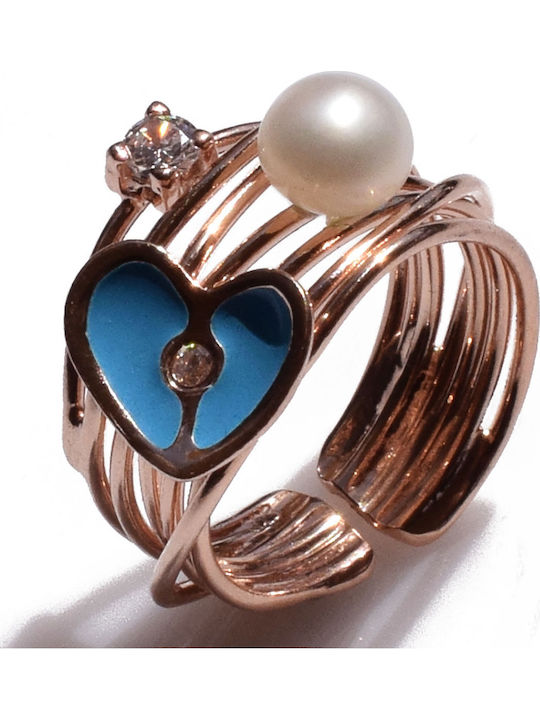 Bizoutaki Ring with Pearls, Zircon & Enamel mad...
