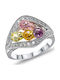 Kiriakos Gofas Ring with Stones made of White gold 14K