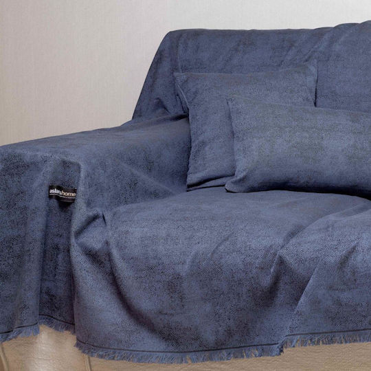 Aslanis Home Armchair Throw Kedros 180x180cm Blue / Black