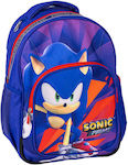 Sonic Σχολική Τσάντα Πλάτης Δημοτικού σε Μπλε χρώμα