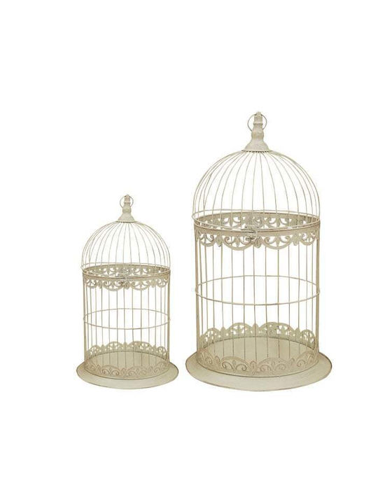 METAL CAGE 38X66CM ROUND ECRU