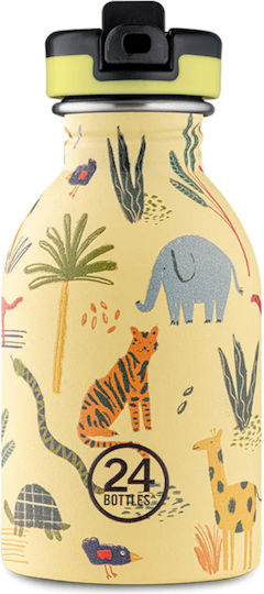 24Bottles Jungle Friends Kids Water Bottle Stainless Steel Yellow 250ml