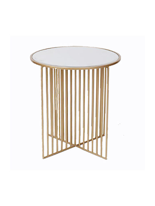 Round Glass Side Table Gold L50xW50xH60cm