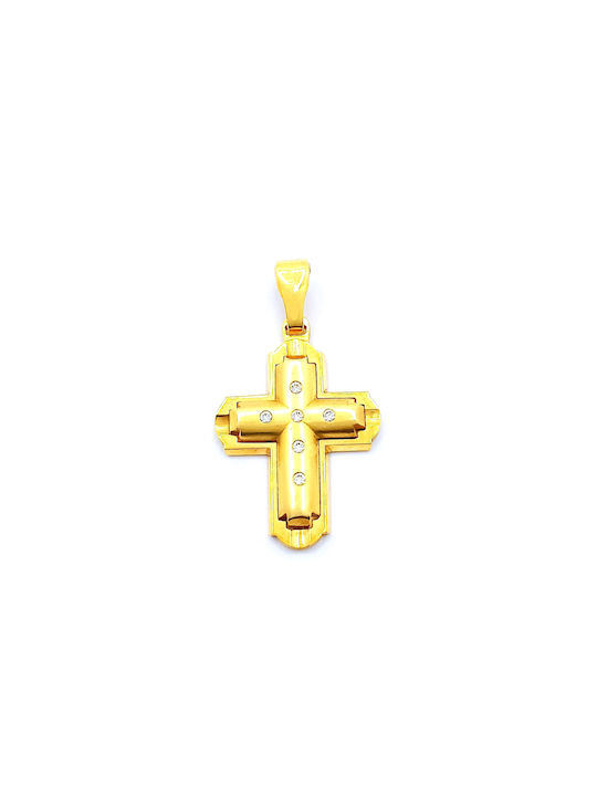 PS Silver Gold Kreuz 14K