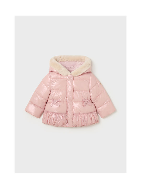 Mayoral Girls Quilted Coat Pink with Ηood