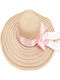 MI-TU Exclusive Frauen Rattangeflecht Hut Floppy Rosa
