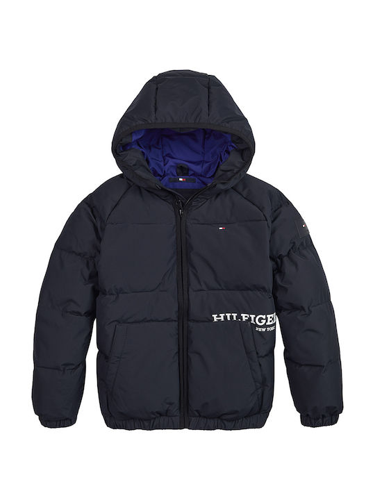 Kids' Quilted Jacket Short with Hood Black