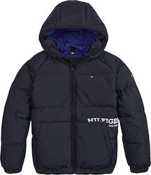Tommy Hilfiger Boys Quilted Coat Black with Ηood