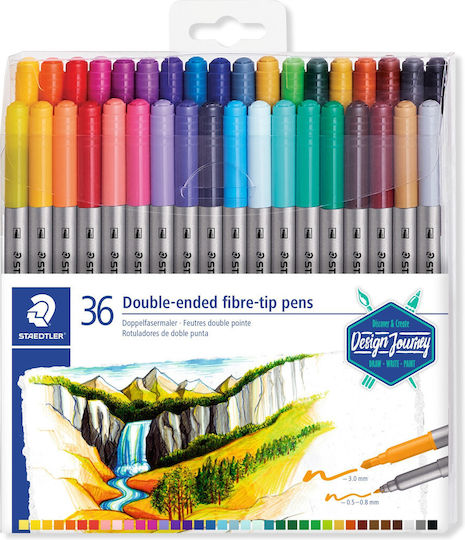 Staedtler Double-Ended Fibre-Tip Pens Markere de Desen 3mm Set 36buc