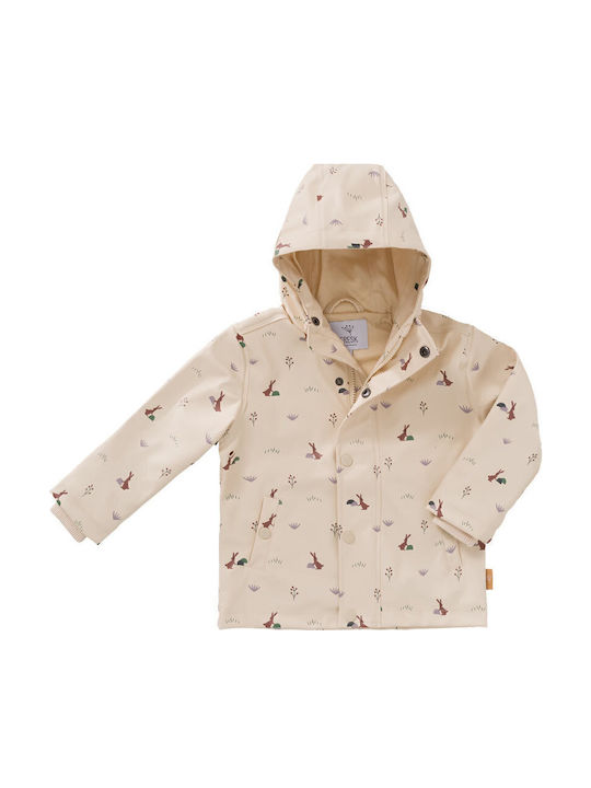 Waterproof Kids' Casual Jacket Short with Lining & Hood Beige