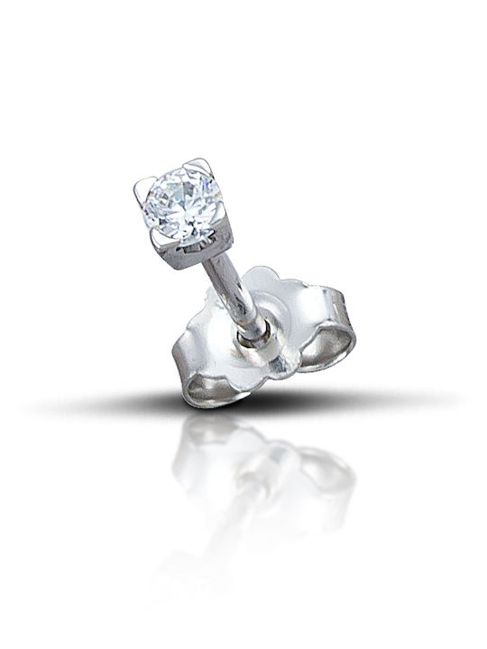 Hillas Single Earring made of White Gold with Stones 2.40 mm