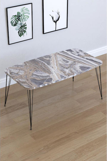 Mese De Cafea Rectangular Central Femi Din Lemn Gri L90xL50xÎnălțime40cm