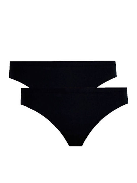 Βαμβακερά Γυναικεία Slip 2Pack Μαύρα