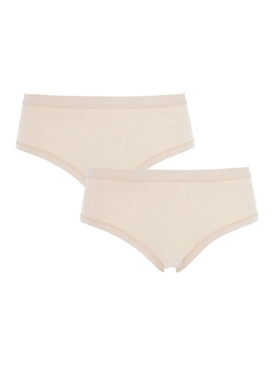 Cotonella Midi Baumwolle Damen Slip 2Pack Beige