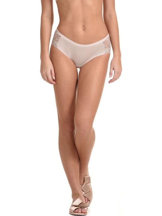 Femeie Boxer cu Dantelă Bej