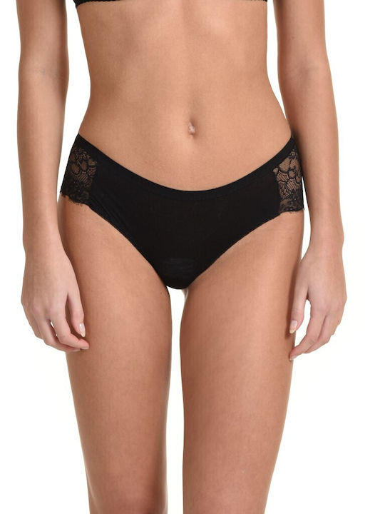 Miss Rosy Cotton Women's Boxer with Lace Black