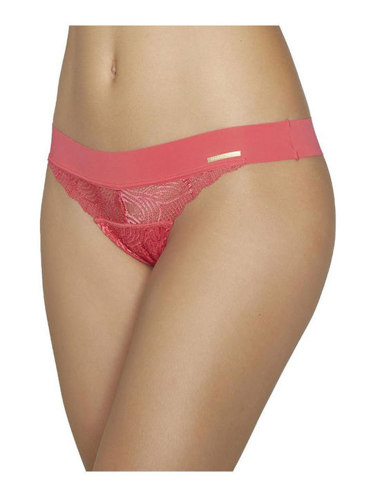 Ysabel Mora Women's String with Lace Red