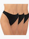 Ψηλόμεσα Γυναικεία String 3Pack χωρίς Ραφές Μαύρα