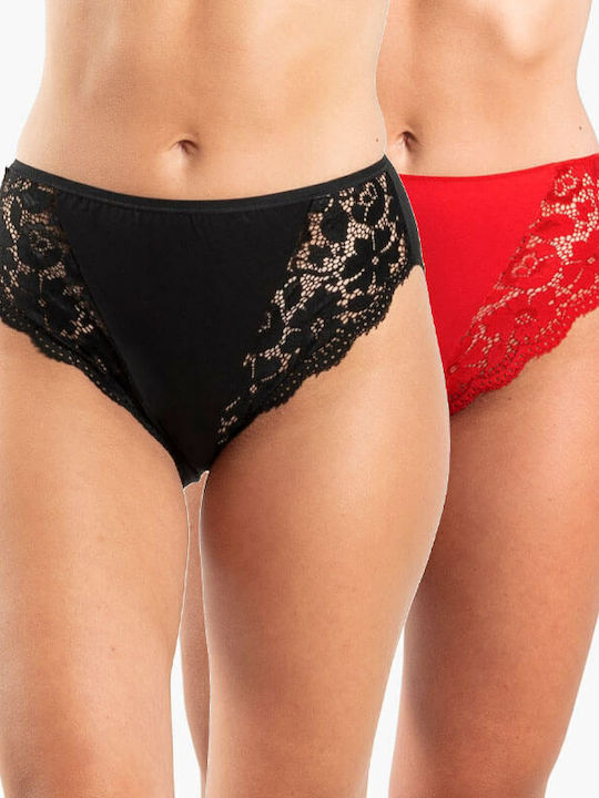 A.A UNDERWEAR Τai Plus Women's Slip 2Pack with Lace Black