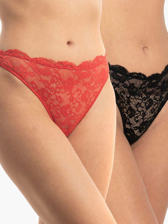 Women's String 2Pack with Lace Navy Blue