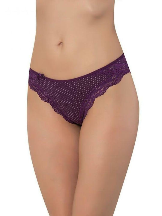 Sexen Γυναικείο Slip με Δαντέλα Μωβ
