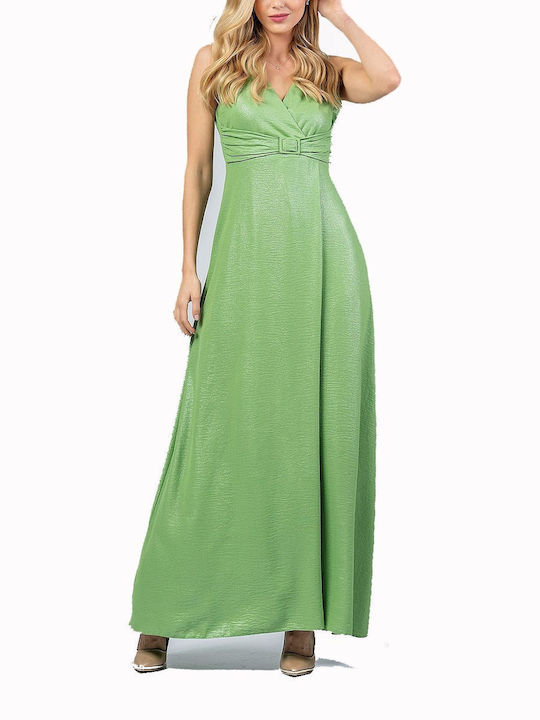 Bellino Maxi Evening Dress Open Back Green