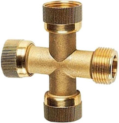Aquajet 1"X1"X1"X1" Watering Hose Cross with Male-Female Thread 25.4mm Bronze