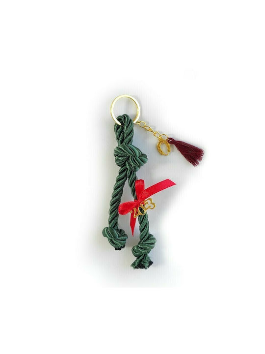 Thes Kordelaki Handmade Christmas Keychain Charm Fabric Green