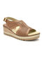 Women's Leather Platform Shoes Tabac Brown