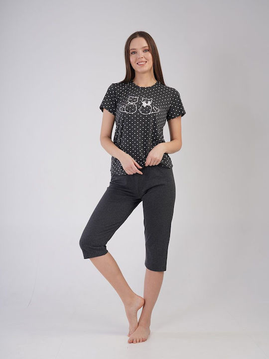 Vienetta Secret Summer Women's Pyjama Set Cotton Gray