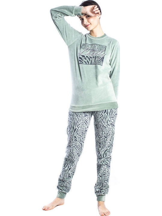 Style Winter Damen Pyjama-Set Grün