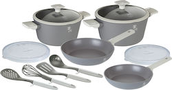 Berlinger Haus Cookware Set of Aluminum with Non-stick Coating Gray 12pcs