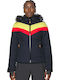 Kurz Damen Puffer Jacke mit pelziger Kapuze für Winter Blau