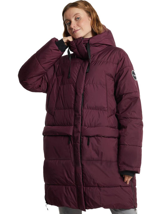 Lungă Jachetă de femei Puffer Burgundy