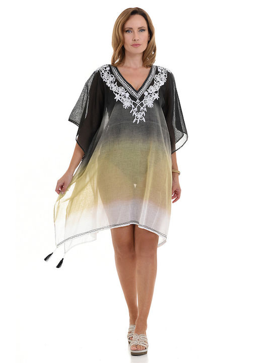 MiandMi Damen Kaftan Strand Gold/Black