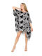 Aquablue Feminin Scurt Caftan de Plajă Negru