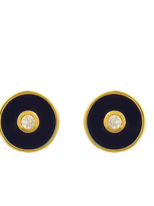 Sava Jewellery Gold-Plated Silver Stud Earrings with Clip Black