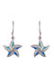 Sava Jewellery Dangle Clip-On Earrings in Silver with Blue Stones