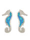 Sava Jewellery Dangle Clip Earrings in Silver with Light Blue Stones