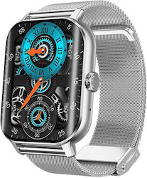 Microwear F12 Smartwatch με Παλμογράφο (Silver Steel)