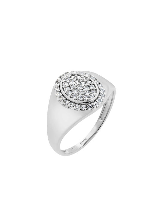 Women's White Gold Ring with Zircon 18K