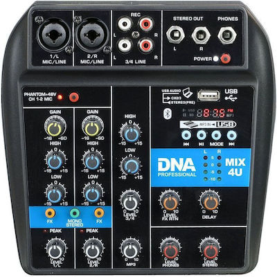DNA Mix 4U Consolă Analogică 4 Canale & Bluetooth