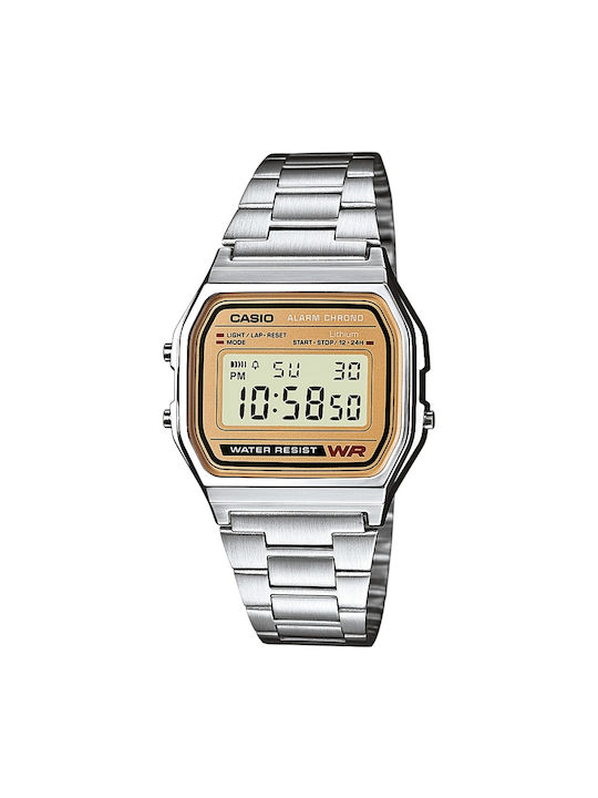 Casio Digital Ceas Cronograf Baterie cu Argintiu Brățară metalică