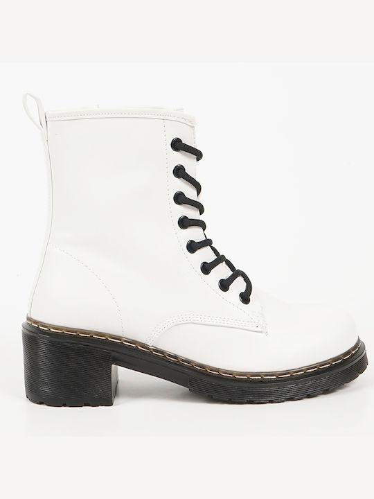 Piazza Shoes Women's Combat Boots White