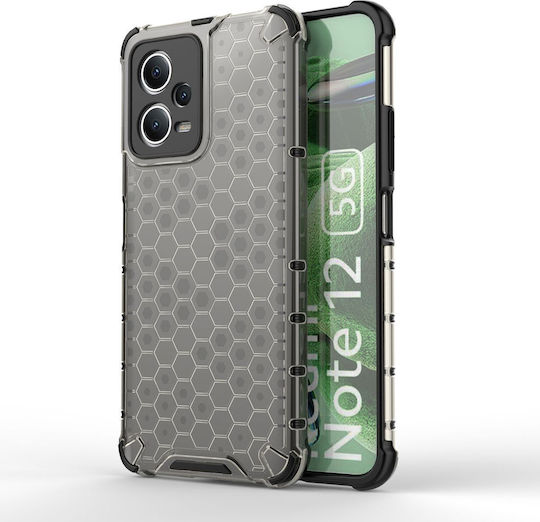 Honeycomb Back Cover Silicone / Plastic Set with Glass Black (Redmi Note 12 5G / Poco X5 5G)